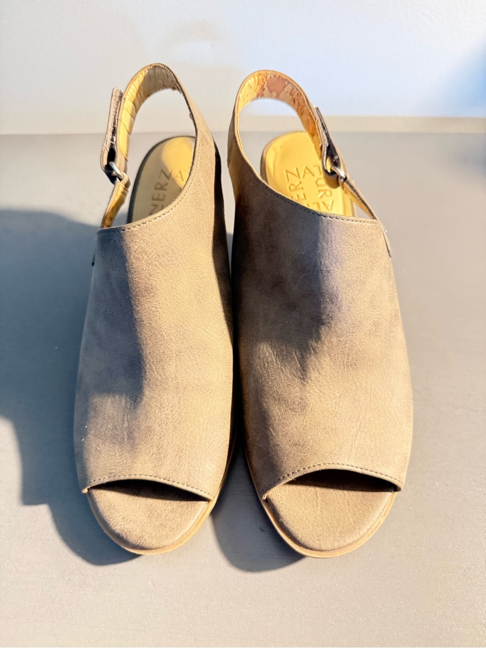 Naturalizer Taupe Open-Toe Slingback Wedge Sandals